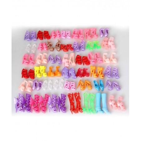 10 Pairs Shoes for Barbie Dolls Barbie Doll Shoes Set Different Assorted Colors High Heeled Shoes Sandals Boots Flat Shoes Ac...