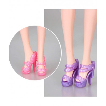 10 Pairs Shoes for Barbie Dolls Barbie Doll Shoes Set Different Assorted Colors High Heeled Shoes Sandals Boots Flat Shoes Ac...