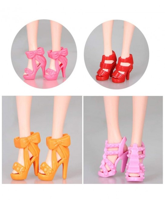 10 Pairs Shoes for Barbie Dolls Barbie Doll Shoes Set Different Assorted Colors High Heeled Shoes Sandals Boots Flat Shoes Ac...