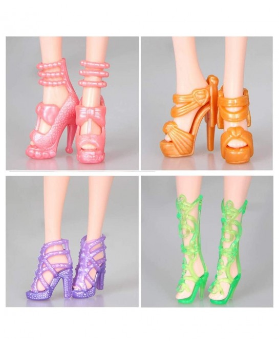 10 Pairs Shoes for Barbie Dolls Barbie Doll Shoes Set Different Assorted Colors High Heeled Shoes Sandals Boots Flat Shoes Ac...