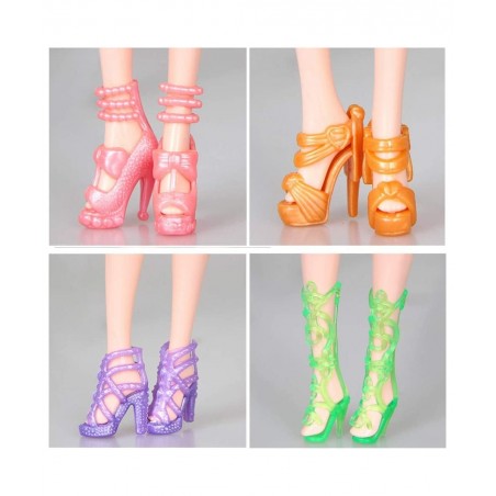 10 Pairs Shoes for Barbie Dolls Barbie Doll Shoes Set Different Assorted Colors High Heeled Shoes Sandals Boots Flat Shoes Ac...