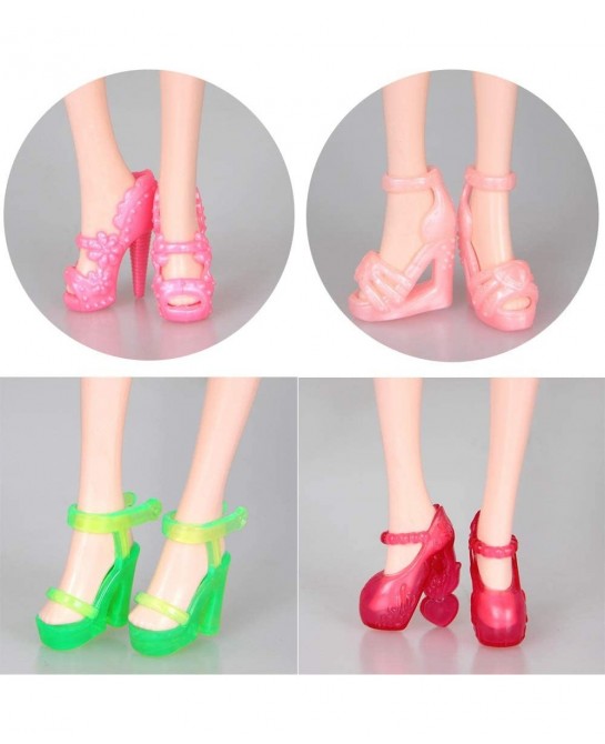 10 Pairs Shoes for Barbie Dolls Barbie Doll Shoes Set Different Assorted Colors High Heeled Shoes Sandals Boots Flat Shoes Ac...