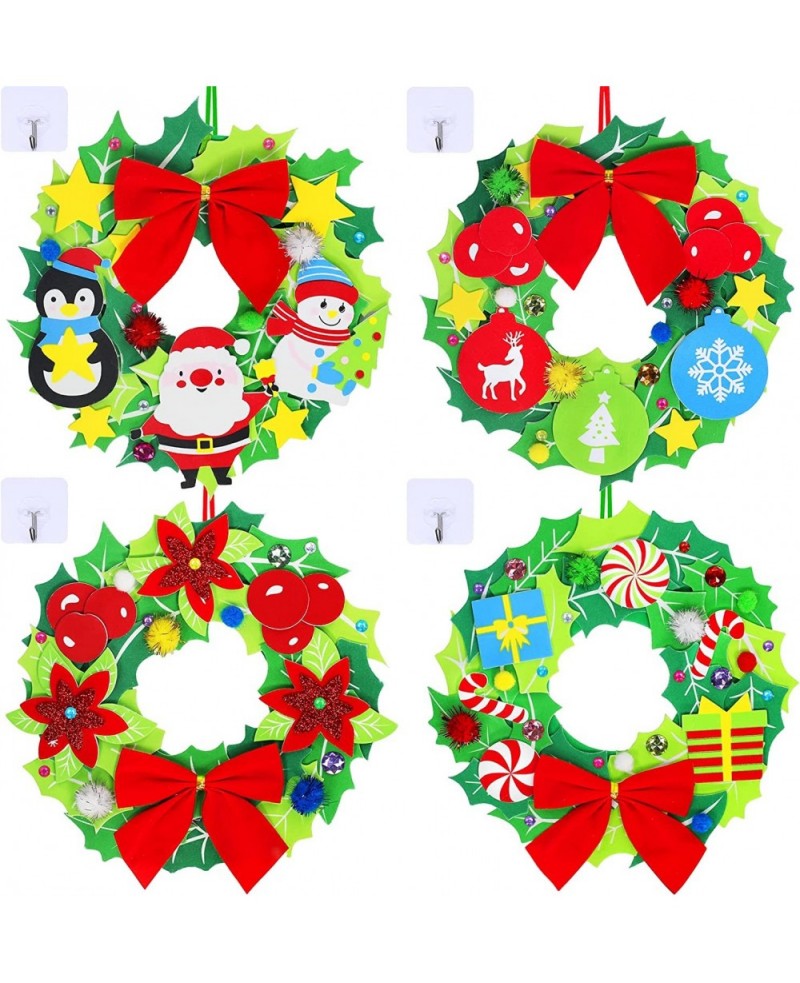 12 Sets Christmas Craft Kits DIY Christmas Wreath Ornaments Decorations Art Sets Snowman Santa Penguin Holly Leaf Christmas F...