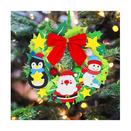 12 Sets Christmas Craft Kits DIY Christmas Wreath Ornaments Decorations Art Sets Snowman Santa Penguin Holly Leaf Christmas F...