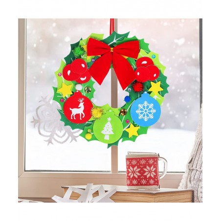12 Sets Christmas Craft Kits DIY Christmas Wreath Ornaments Decorations Art Sets Snowman Santa Penguin Holly Leaf Christmas F...