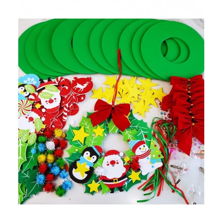 12 Sets Christmas Craft Kits DIY Christmas Wreath Ornaments Decorations Art Sets Snowman Santa Penguin Holly Leaf Christmas F...