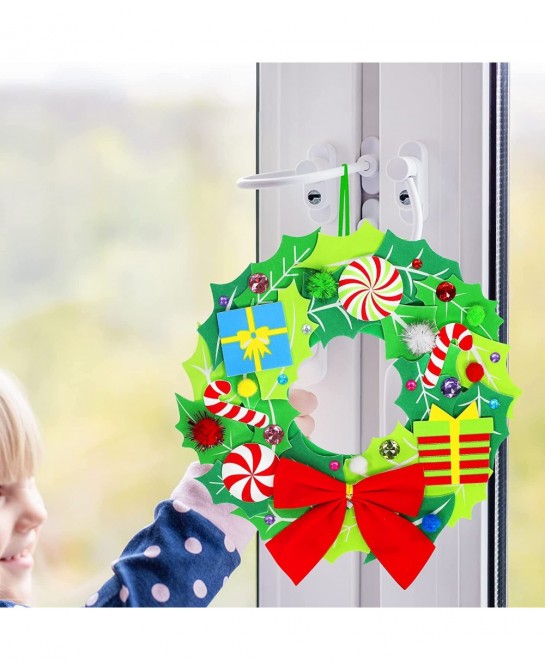 12 Sets Christmas Craft Kits DIY Christmas Wreath Ornaments Decorations Art Sets Snowman Santa Penguin Holly Leaf Christmas F...