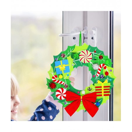 12 Sets Christmas Craft Kits DIY Christmas Wreath Ornaments Decorations Art Sets Snowman Santa Penguin Holly Leaf Christmas F...