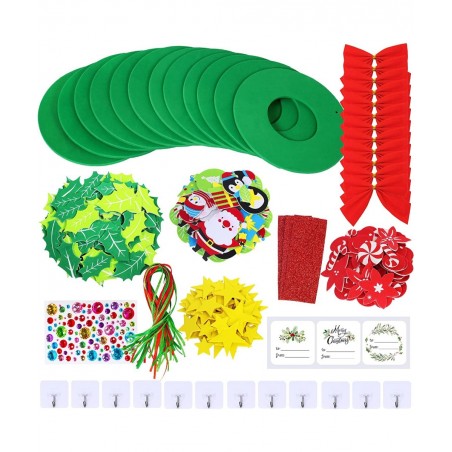 12 Sets Christmas Craft Kits DIY Christmas Wreath Ornaments Decorations Art Sets Snowman Santa Penguin Holly Leaf Christmas F...
