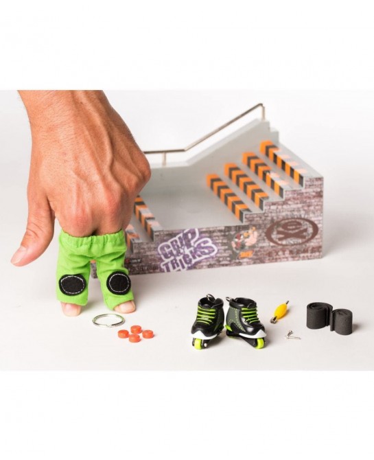 Grip and Tricks - White Freestyle Inline Finger Skates with Finger Roller Skates Tools and Mini Fingerboards Accessories - Pa...