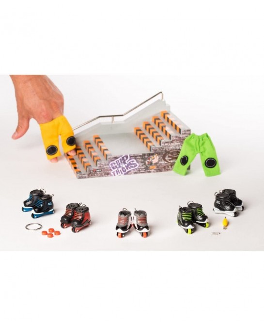 Grip and Tricks - White Freestyle Inline Finger Skates with Finger Roller Skates Tools and Mini Fingerboards Accessories - Pa...