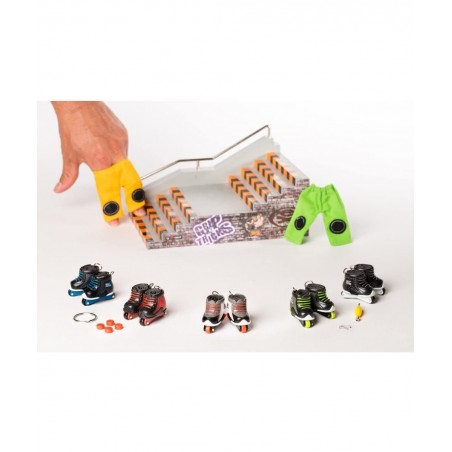 Grip and Tricks - White Freestyle Inline Finger Skates with Finger Roller Skates Tools and Mini Fingerboards Accessories - Pa...