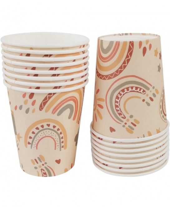 Boho Rainbow Party Pack Serves 16 Guest -Including Dinner Plates Luncheon Napkins and Cups Supply Tableware Set Kit for Boho ...