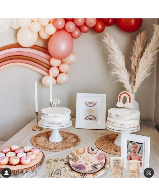 Boho Rainbow Party Pack Serves 16 Guest -Including Dinner Plates Luncheon Napkins and Cups Supply Tableware Set Kit for Boho ...