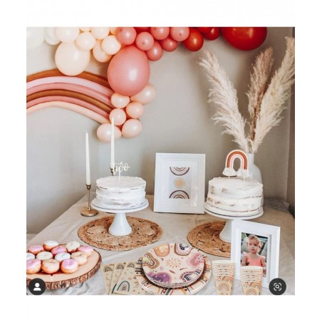 Boho Rainbow Party Pack Serves 16 Guest -Including Dinner Plates Luncheon Napkins and Cups Supply Tableware Set Kit for Boho ...