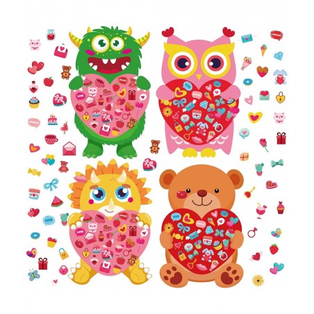 Valentine's Day Craft Kits 1.8FT DIY Love Bear Owl Dinosaur Monster Craft Kit for Kids Valentine Crafts Wall Hanging Decorati...