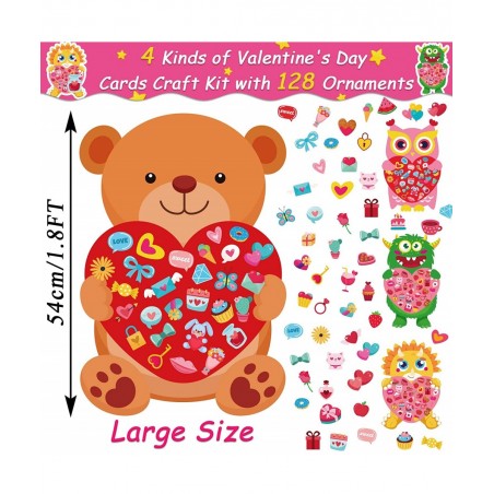 Valentine's Day Craft Kits 1.8FT DIY Love Bear Owl Dinosaur Monster Craft Kit for Kids Valentine Crafts Wall Hanging Decorati...