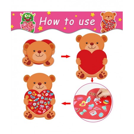 Valentine's Day Craft Kits 1.8FT DIY Love Bear Owl Dinosaur Monster Craft Kit for Kids Valentine Crafts Wall Hanging Decorati...