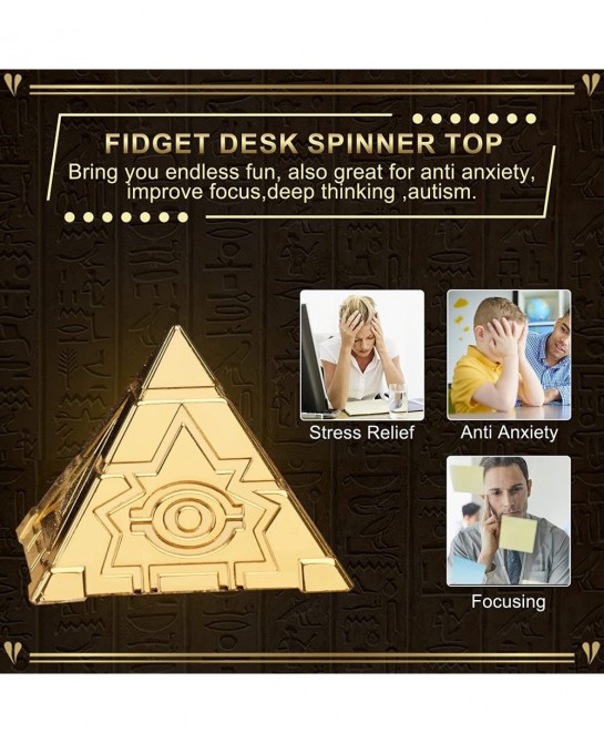 Pyramid Fidget Spinner Desk Decor Toy for Kids Adults Metal Golden Fingertip Gyro Christmas Birthday Gift Party Favor Classro...