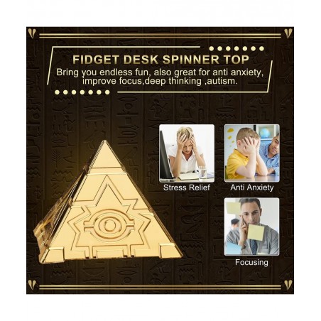 Pyramid Fidget Spinner Desk Decor Toy for Kids Adults Metal Golden Fingertip Gyro Christmas Birthday Gift Party Favor Classro...