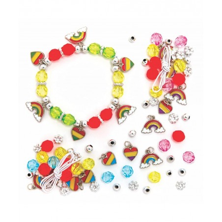 FE111 Rainbow Charm Bracelet Kits - Pack of 3 Perfect for Kids Jewelry Making Activities Bead Art Activities or Party Craftin...