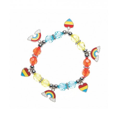 FE111 Rainbow Charm Bracelet Kits - Pack of 3 Perfect for Kids Jewelry Making Activities Bead Art Activities or Party Craftin...