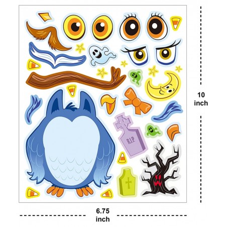 40 PCS Make-a-face Sticker Sheets Make Your Own Halloween Characters Mix and Match Sticker Sheets with Witch Frankenstein Gho...