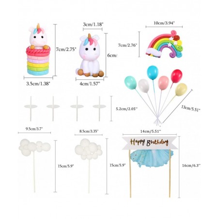 Unicorn Cake Topper Kit Cloud Rainbow Balloon Happy Birthday Banner Cake Decoration Pack of 12 For Boys Girls Kids Birthday $...