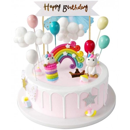 Unicorn Cake Topper Kit Cloud Rainbow Balloon Happy Birthday Banner Cake Decoration Pack of 12 For Boys Girls Kids Birthday $...