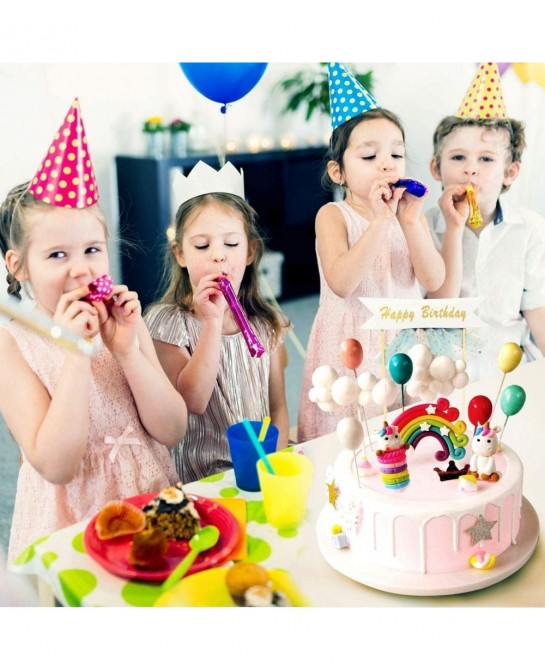Unicorn Cake Topper Kit Cloud Rainbow Balloon Happy Birthday Banner Cake Decoration Pack of 12 For Boys Girls Kids Birthday $...
