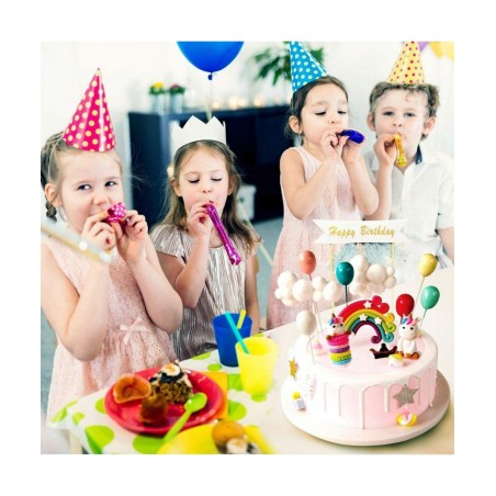 Unicorn Cake Topper Kit Cloud Rainbow Balloon Happy Birthday Banner Cake Decoration Pack of 12 For Boys Girls Kids Birthday $...
