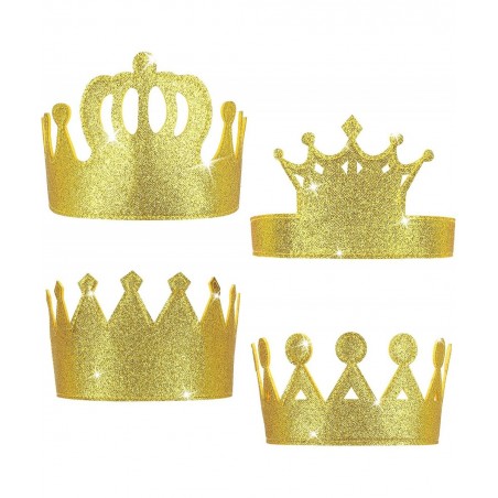4 Pieces Gold Stretch Kids Crown Felt Glitter Birthday Crown Gold Felt Birthday Crown for Boys or Girls $17.92 Kids' Party Hats