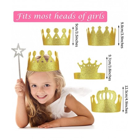 4 Pieces Gold Stretch Kids Crown Felt Glitter Birthday Crown Gold Felt Birthday Crown for Boys or Girls $17.92 Kids' Party Hats