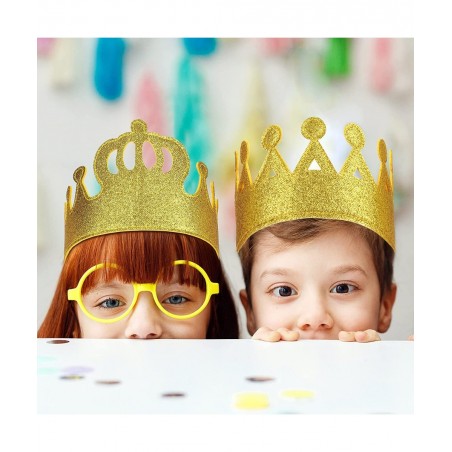 4 Pieces Gold Stretch Kids Crown Felt Glitter Birthday Crown Gold Felt Birthday Crown for Boys or Girls $17.92 Kids' Party Hats