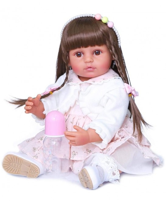 Reborn Baby Dolls Vinyl Full Body Tan Skin African American 22 inches Realistic Black Biracial Girl Reborn Toddler Doll Long ...