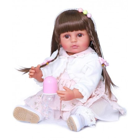 Reborn Baby Dolls Vinyl Full Body Tan Skin African American 22 inches Realistic Black Biracial Girl Reborn Toddler Doll Long ...