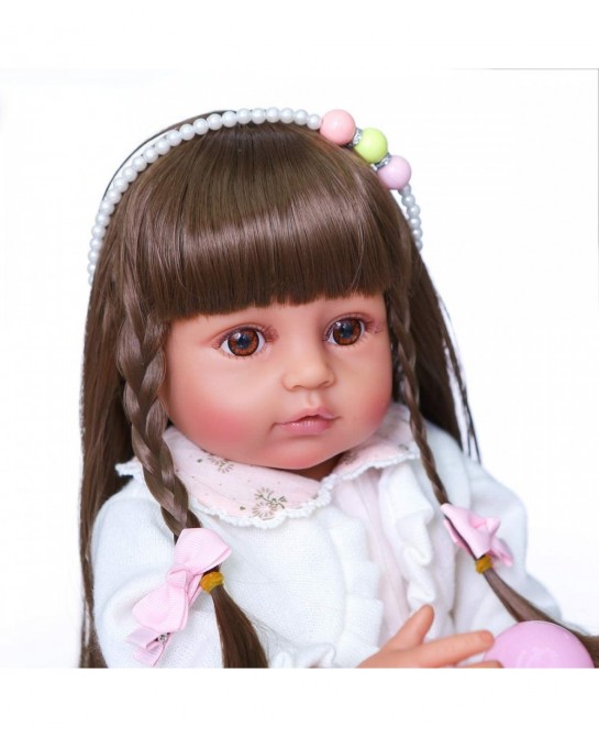 Reborn Baby Dolls Vinyl Full Body Tan Skin African American 22 inches Realistic Black Biracial Girl Reborn Toddler Doll Long ...