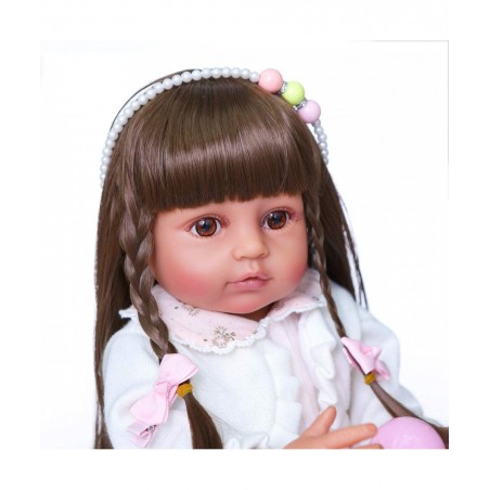 Reborn Baby Dolls Vinyl Full Body Tan Skin African American 22 inches Realistic Black Biracial Girl Reborn Toddler Doll Long ...