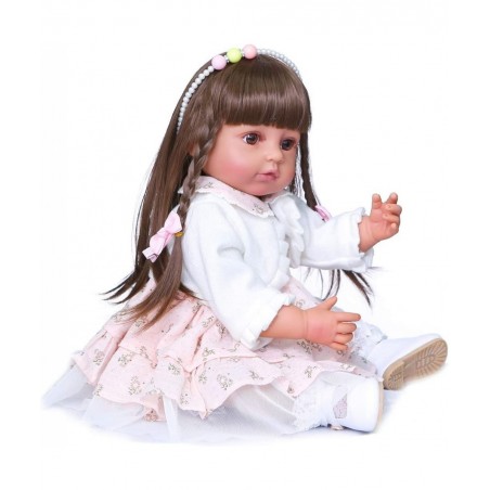 Reborn Baby Dolls Vinyl Full Body Tan Skin African American 22 inches Realistic Black Biracial Girl Reborn Toddler Doll Long ...