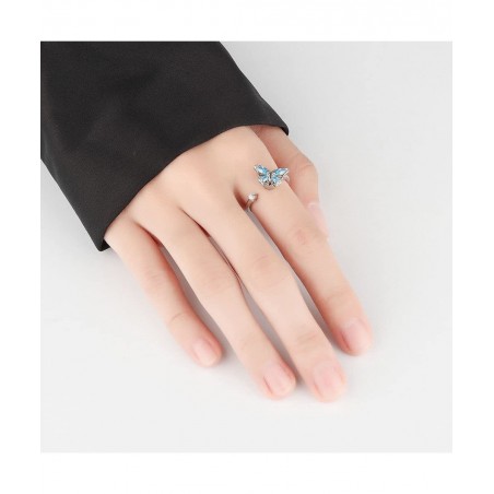to My Granddaughter Butterfly Fidget Ring S925 Sterling Silver Adjustable Decompression Anti-Stress Anxiety Ring for Women Gi...
