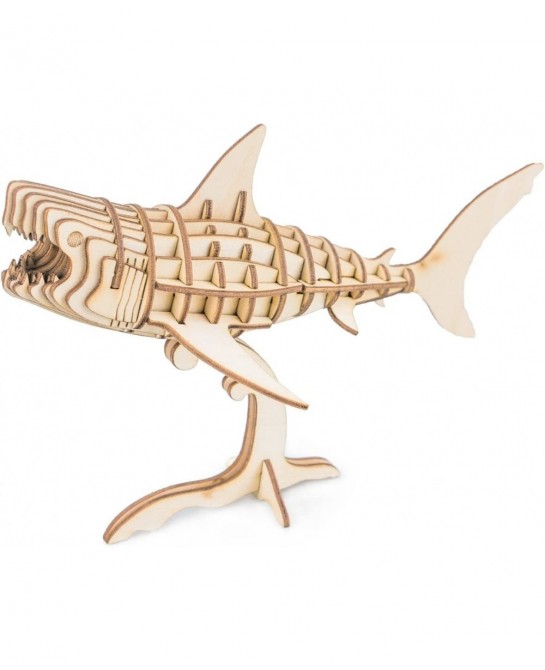 3D Wooden Puzzles Shark Model Craft Kit Desk Display for Adults and Teens to Build Educational STEM Toy Christmas/Birthday Gi...