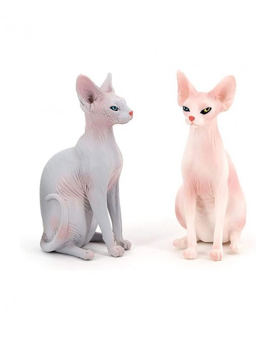 Simulated Hairless Cat Model Figure Toy 2 Pcs Realistic Sphynx Hairless Cat Figurines Collection Playset Science Educational ...