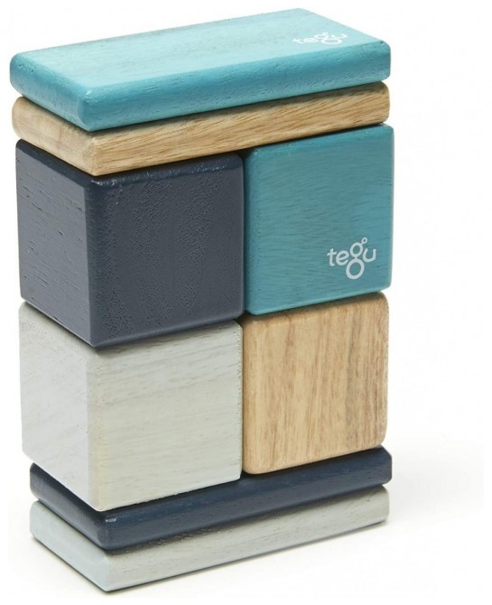 8 Piece Pocket Pouch Magnetic Wooden Block Set Blue $55.10 Toy Stacking Block Sets