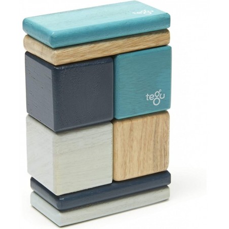 8 Piece Pocket Pouch Magnetic Wooden Block Set Blue $55.10 Toy Stacking Block Sets