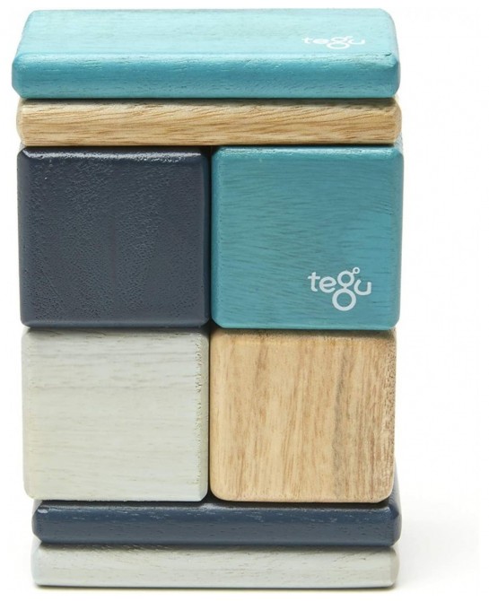 8 Piece Pocket Pouch Magnetic Wooden Block Set Blue $55.10 Toy Stacking Block Sets