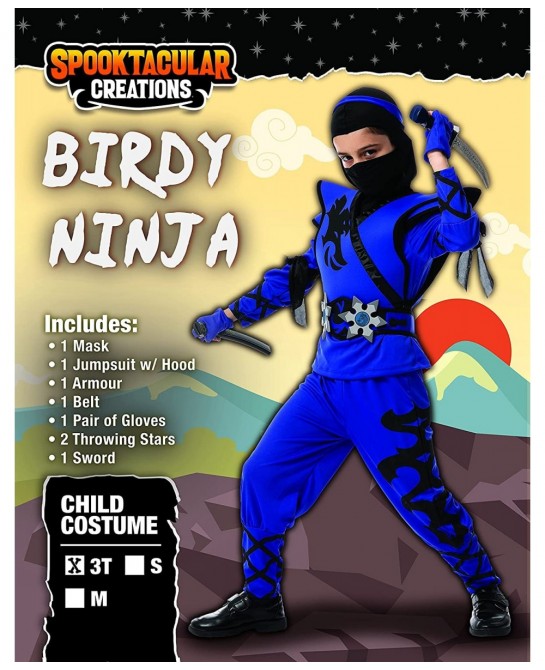 Kids Birdy Blue Ninja Costume with Accessories for Boys Halloween Costume Themed Parties $35.46 Kids' Costumes