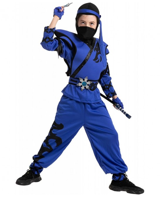 Kids Birdy Blue Ninja Costume with Accessories for Boys Halloween Costume Themed Parties $35.46 Kids' Costumes