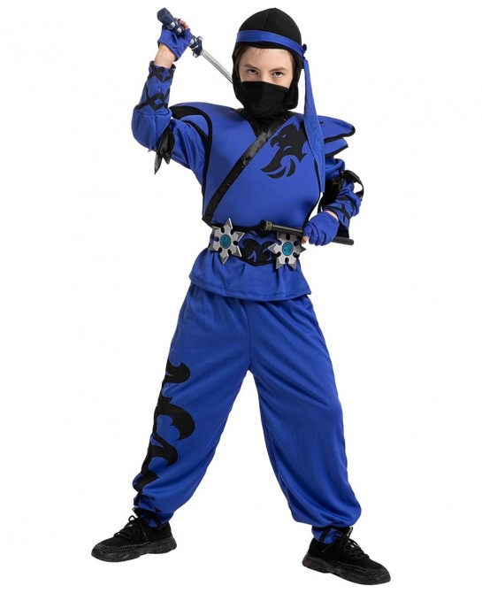 Kids Birdy Blue Ninja Costume with Accessories for Boys Halloween Costume Themed Parties $35.46 Kids' Costumes