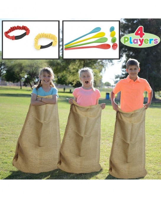 4 Players Outdoor Lawn Games Potato Sack Race Bags Egg and Spoon Race Games Legged Relay Race Bands Elastic Tie Rope for All ...