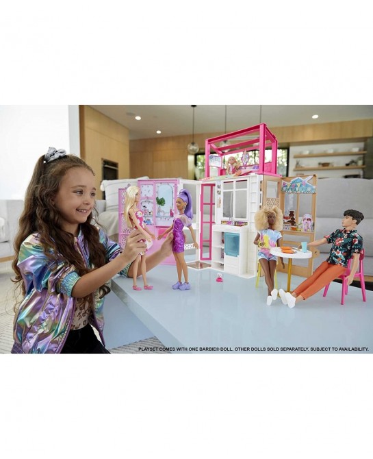 Dollhouse with Doll 2 Levels & 4 Play Areas Fully Furnished 3 to 7 Year Olds $76.82 Doll Playsets